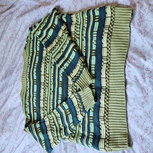 Wild Fable Men's Green, Yellow, & Blue Striped Crewneck Sweater - Size XL - Picture 6 of 7